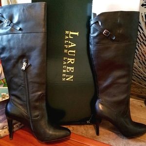Ralph Lauren Genuine Leather Black Boots size 9.5